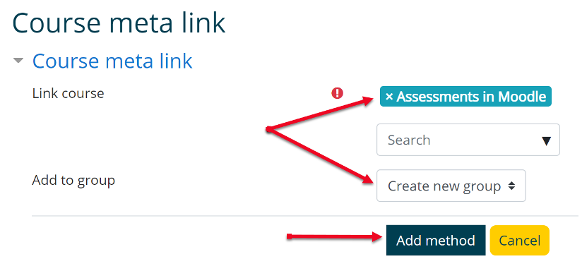 Course meta link -Add method 