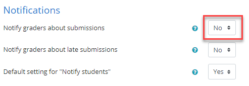 Notifications header in the assignment settings. 